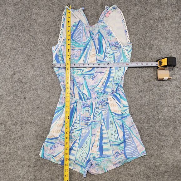 Lilly Pulitzer Women S Small Gianni Romper Light Lilac Aboat Time Sailboat Dress - Picture 5 of 16